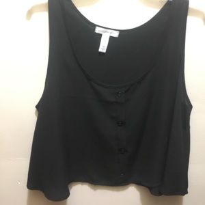 Shear button down sleeveless crop top